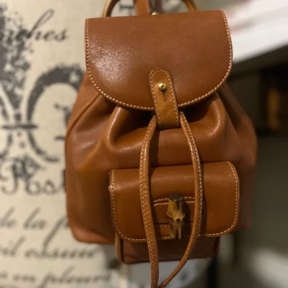 Gucci Bamboo Drawstring Leather Backpack GORGEOUS!!! - Picture 3 of 15